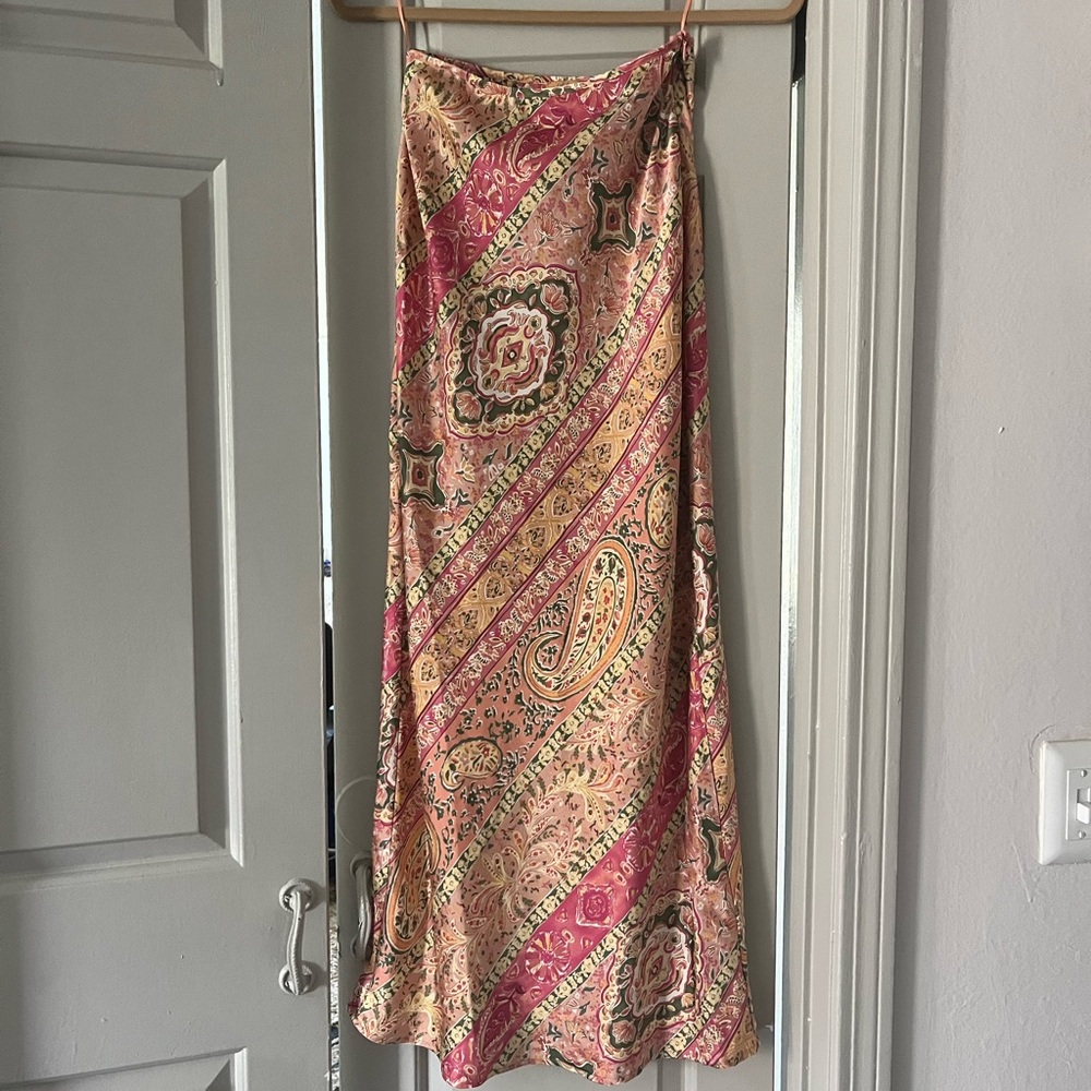 VRG GRL Pink Silk Maxi Skirt